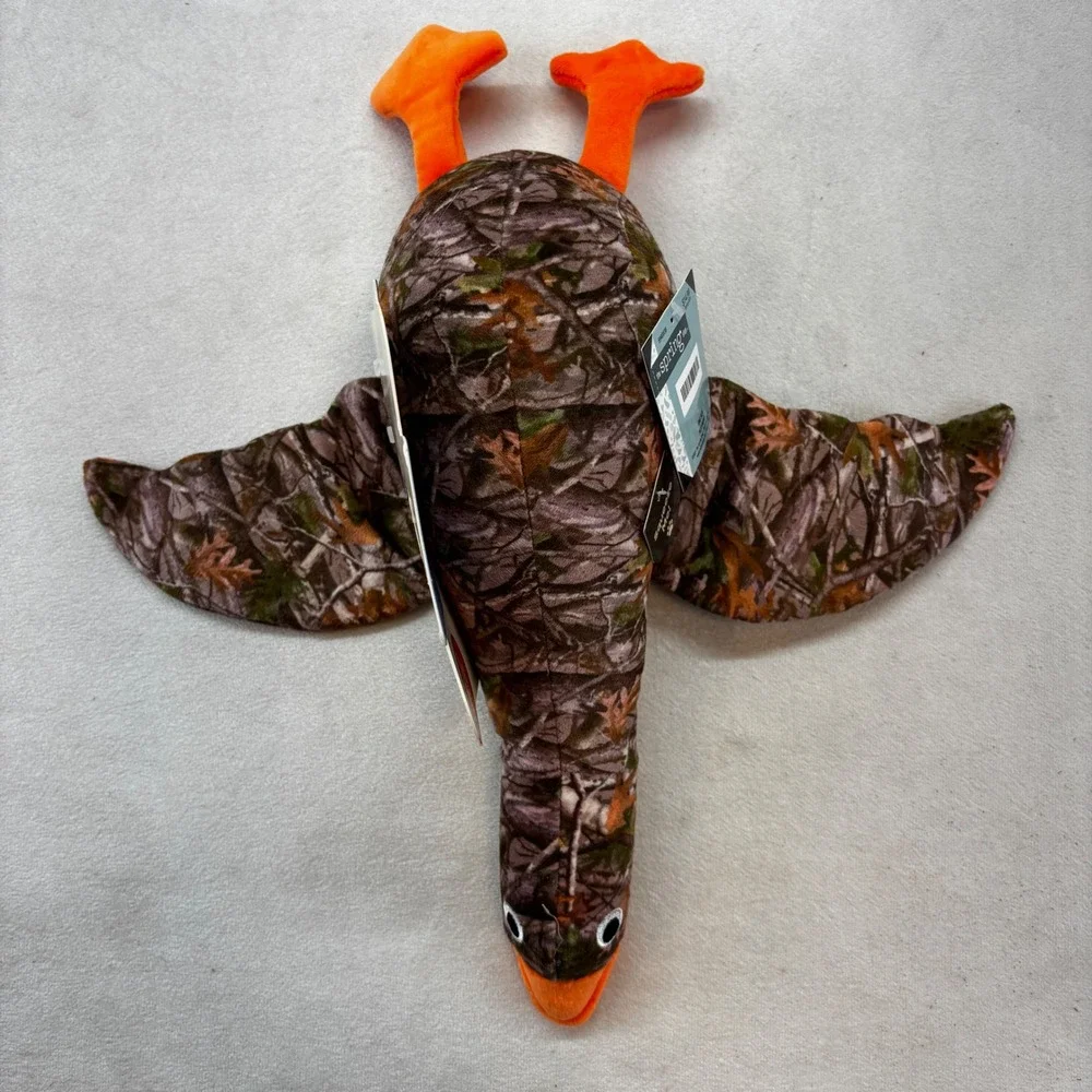 Woof Crew Duck Duck Boom Dog Toy Brown Camo Squeaker Plush